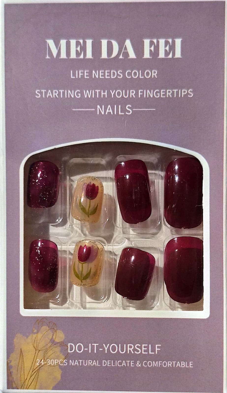 Mahron Press-On Nails Set ā Glossy Floral Design Artificial Nails for DIY Manicure