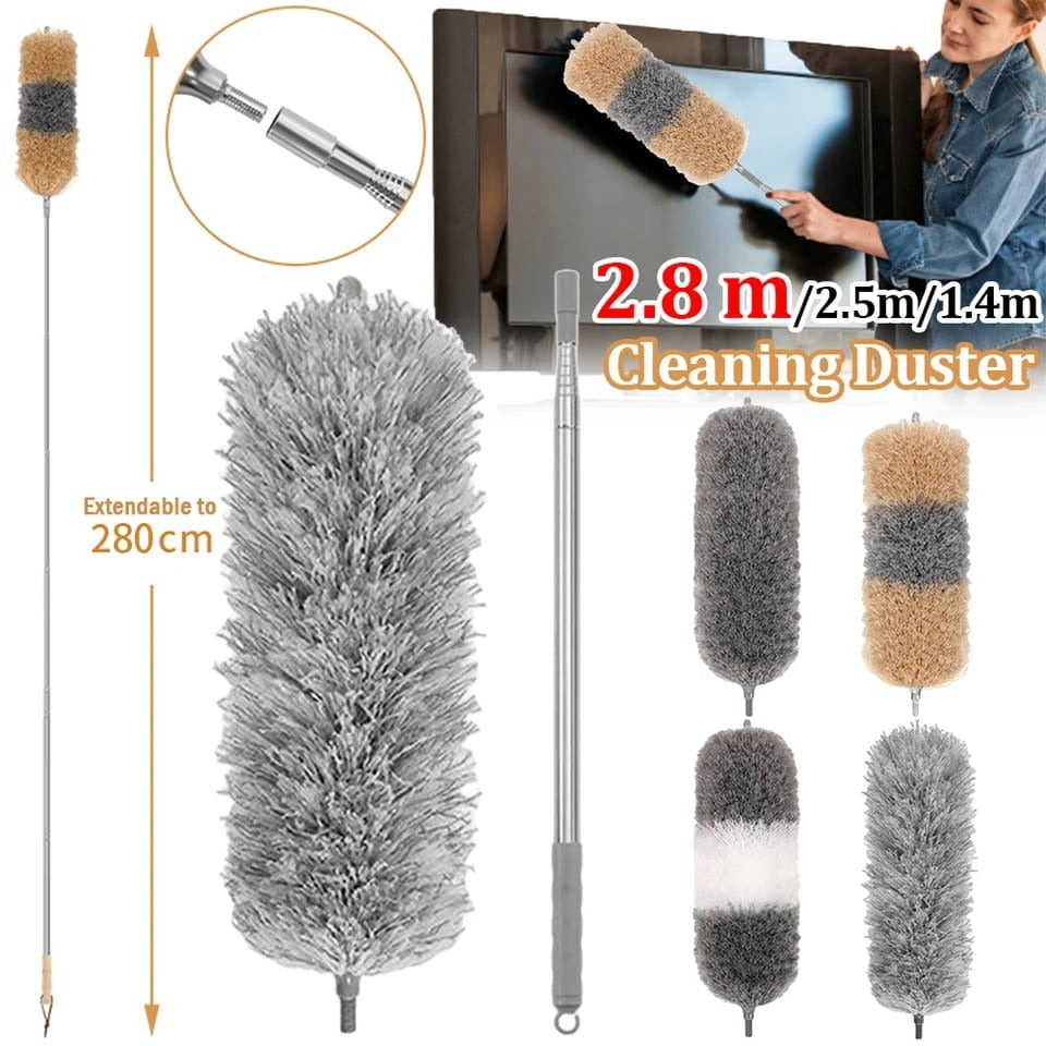 Flexible microfiber duster for shelves and corners