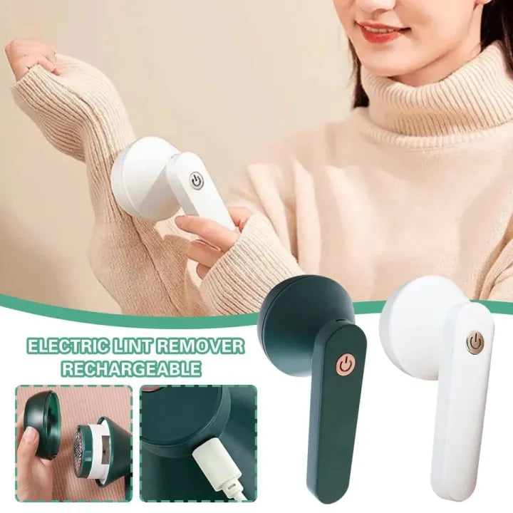 Rechargeable sweater shaver removing lint and fuzz from garments