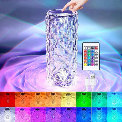 Crystal Rose Diamond Lamp – 16 Color Changing Touch & Remote Control Table Lamp