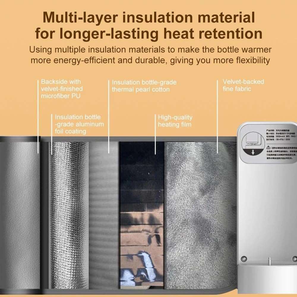 Baby Bottle Warmer with LCD Display, Portable Rechargeable Wireless Water Bottle Warmer