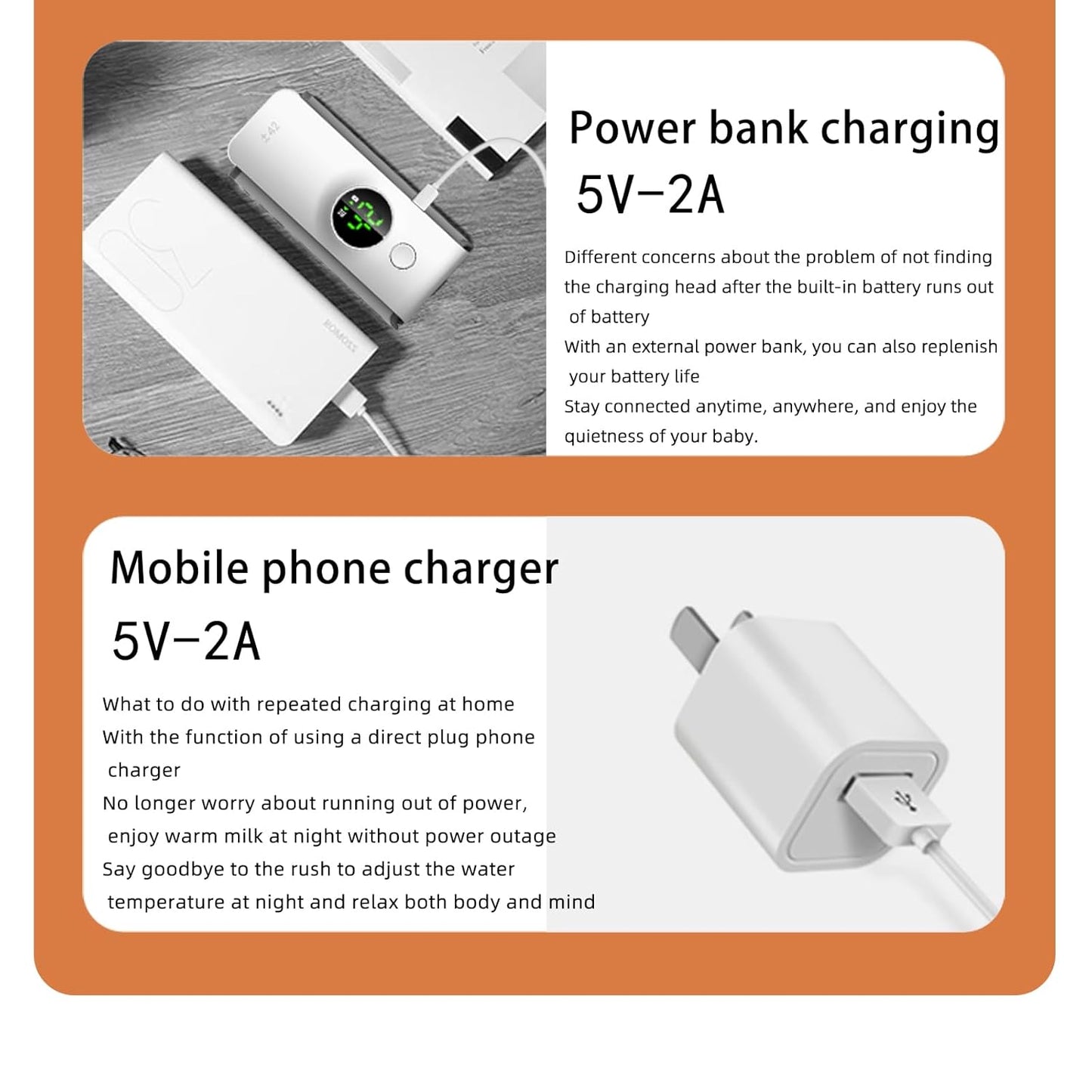 Baby Bottle Warmer with LCD Display, Portable Rechargeable Wireless Water Bottle Warmer - Shaz&Shine