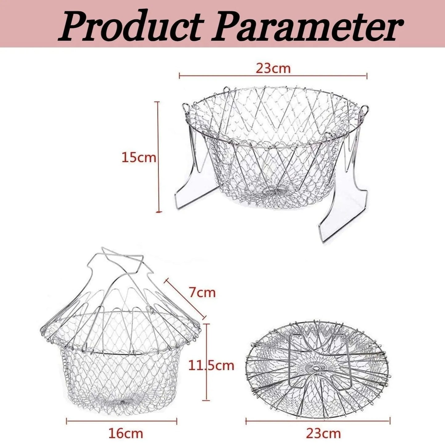 12-in-1 stainless steel foldable chef basket in modern kitchen setup
