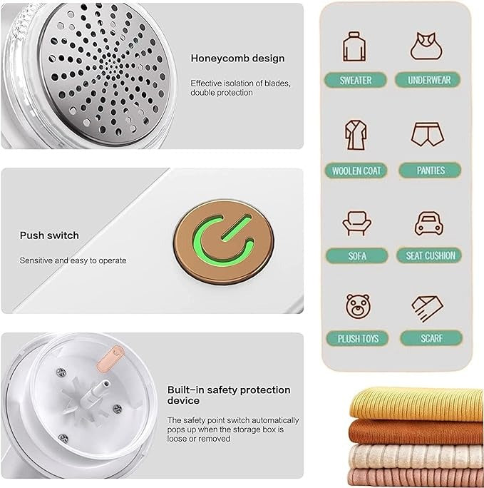 Portable electric lint remover for furniture cushions and blankets