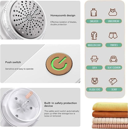 Portable electric lint remover for furniture cushions and blankets