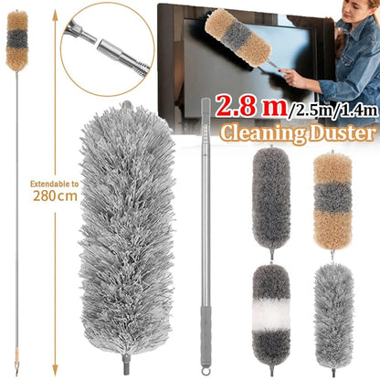 Flexible microfiber duster for shelves and corners
