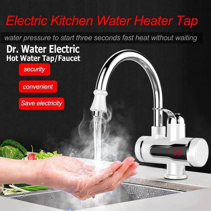 Instant Hot Water Tap, Electric Instant Water Heater Boiling Water Tap, 220V Water Heaters Faucet Fast Hot Water Tap with LED Digital Display for Kitchen Facilities