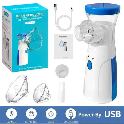 Mesh Portable Nebulizer Machine & Mask – Mini USB Rechargeable Inhaler for Kids and Adults