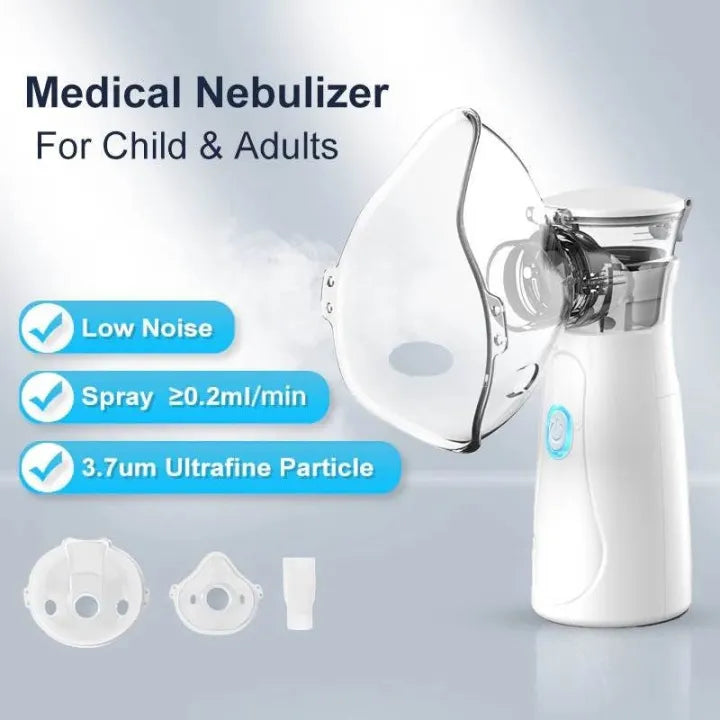 Mesh Portable Nebulizer Machine & Mask – Mini USB Rechargeable Inhaler for Kids and Adults
