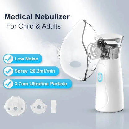 Mesh Portable Nebulizer Machine & Mask – Mini USB Rechargeable Inhaler for Kids and Adults