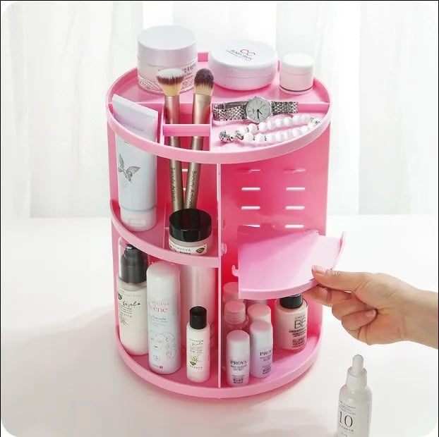 makeup organizer storage box with 360 degree rotation