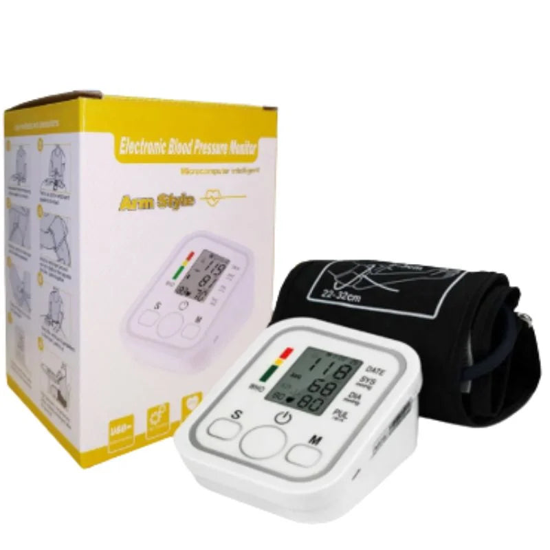 Upper arm blood pressure machine for home health monitoring