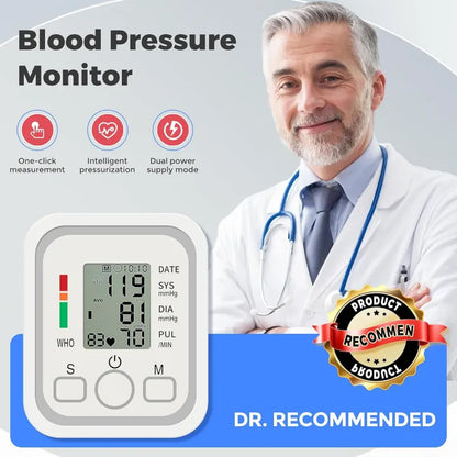 Digital Blood Pressure Monitor – Upper Arm Automatic BP Machine with Large LCD, Voice & Memory