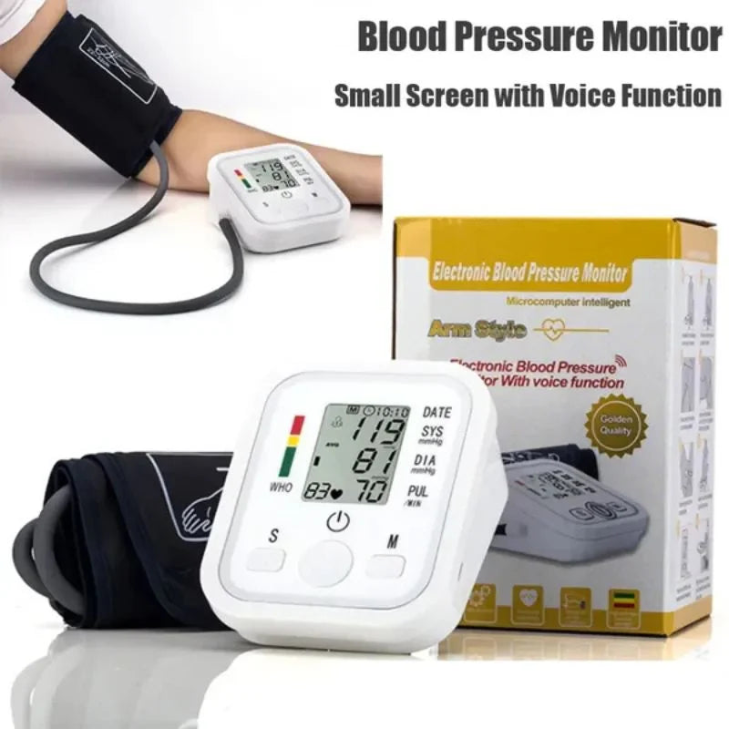 Digital Blood Pressure Monitor – Upper Arm Automatic BP Machine with Large LCD, Voice & Memory