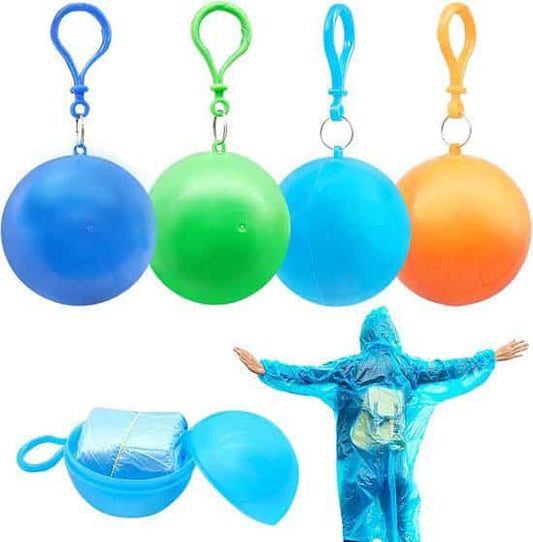 portable disposable raincoat with plastic ball case